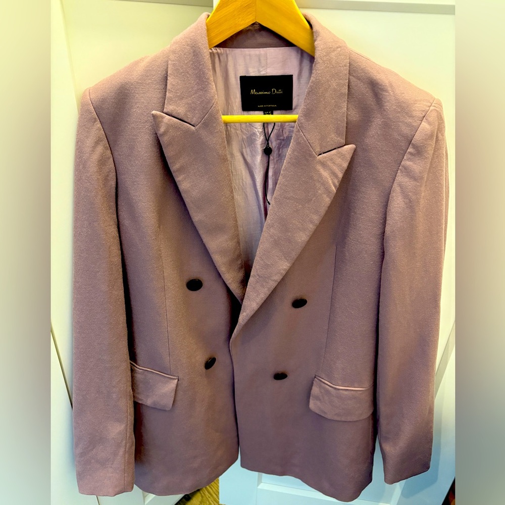 Massimo Dutti Double-Breasted Blazer - Mauve